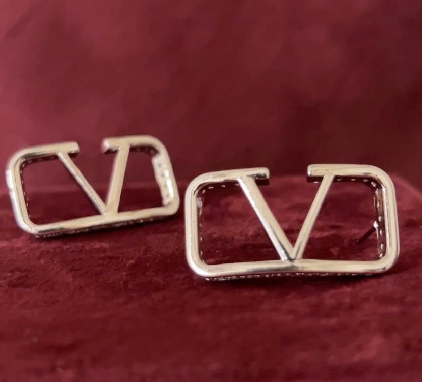 Silver V Earrings
