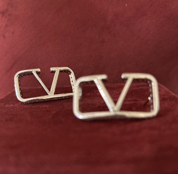 Silver V Earrings